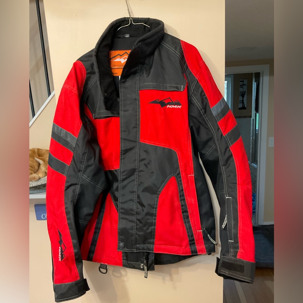 HMK Motorcycle Jacket . Red/Black . Large . New